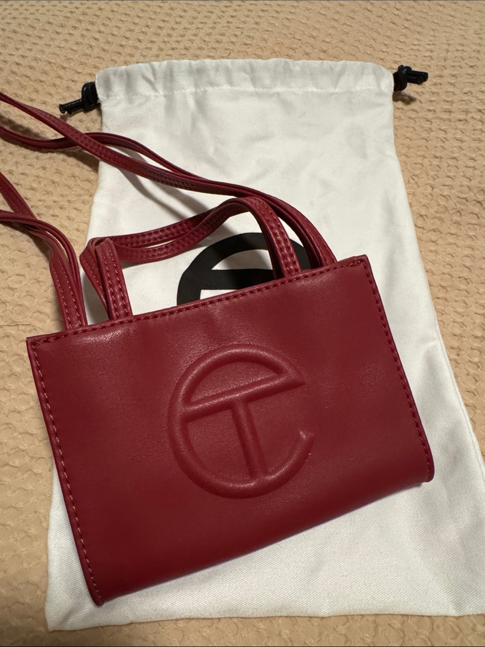 Telfar Mini Tote in Deep Red Leather